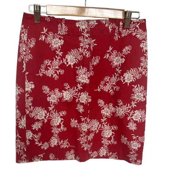 LOFT Dresses & Skirts - Loft floral red midi stretchy skirt